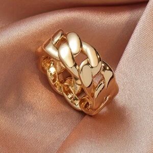 TRENDY NEW Bulk Chunky Gold 18k Filled Chain Ring